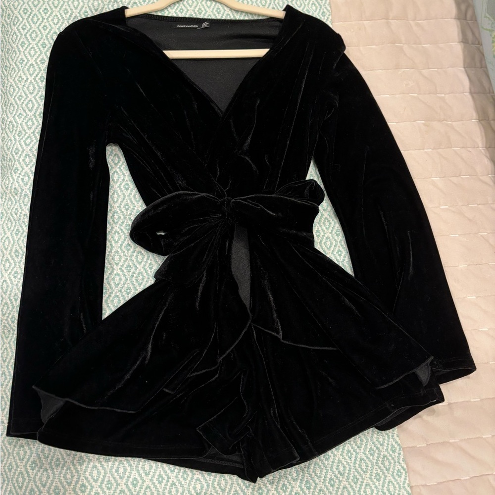 Black velvet romper